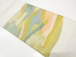 綴れ　ヱ霞に雲模様織り出し　袋帯